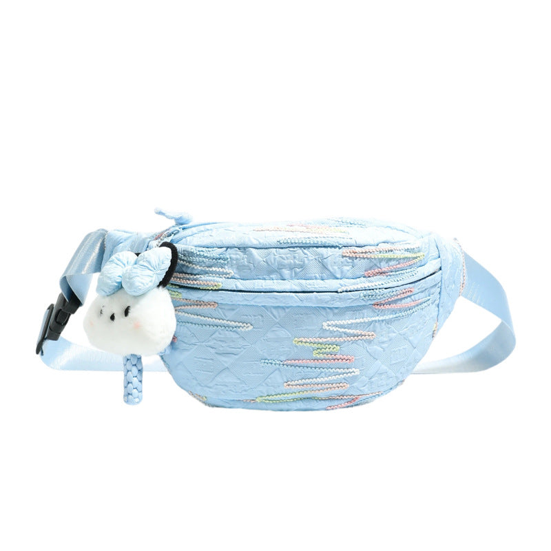 Simple Casual Women's Shoulder Messenger Bag Sewing Line Embroidered Adjustable Shoulder Strap Everyday Joker Practical