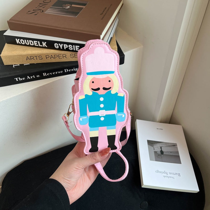 Cute Cartoon Soldier Design Crossbody Bag for Women, Fashionable and Stylish Daily Accessory with Soft PU Material and Zipper Closure