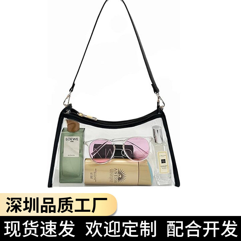 Popular Transparent PVC Shoulder Bag Travel Waterproof Storage Underarm Bag