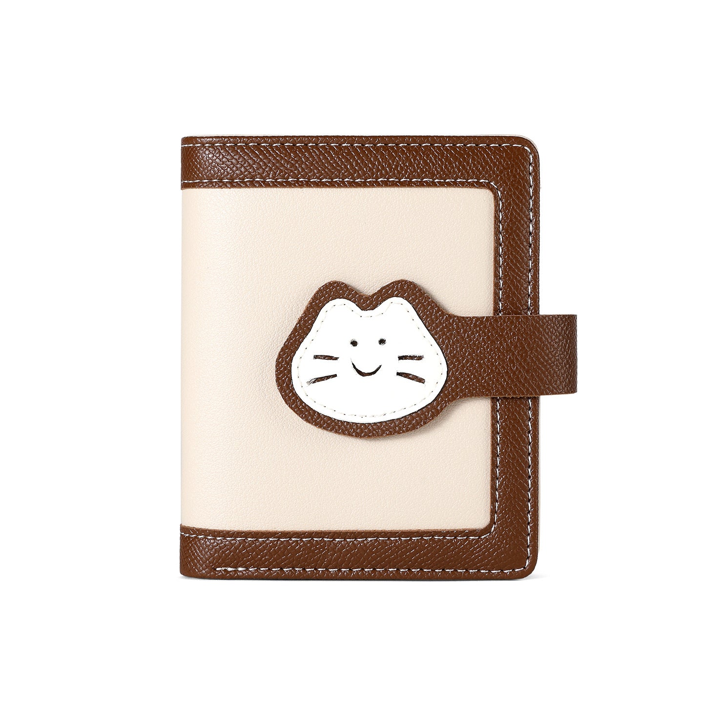 Multiple Card Slots Student Cute Cat Buckle Short Pu Wallet Simple Tri Fold Women's Wallet Wallet