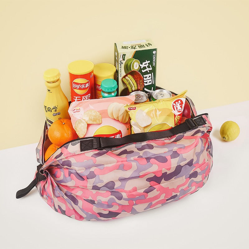 Foldable Supermarket Shopping Bag Women's Travel Sling Bag Portable Large Eco-friendly Shopping Handbag