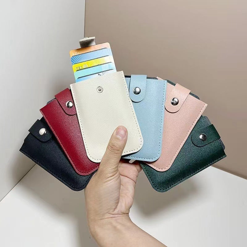 Multi-Color Hidden Pull-out Card Holder Storage Multiple Card Slots Pu Laminated Business Card Holder Leather Buckle Card Holder Name Card Holder