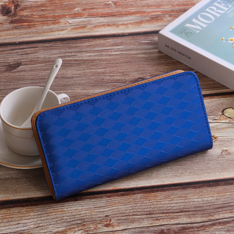 Elegant Diamond Pattern Women's Long Wallet with Multiple Card Slots and Zipper Closure for Daily Use