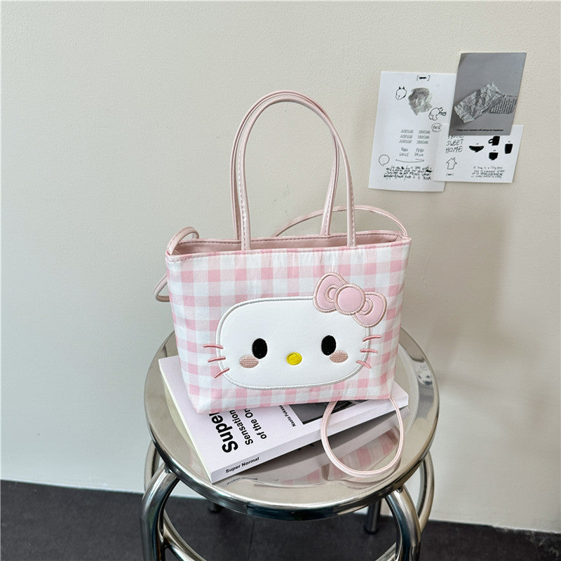 Cute Cartoon Hello Kitty Tote Bag with Polka Dot Design, Soft PU Material, Perfect for Daily Use and Fashionable Outings