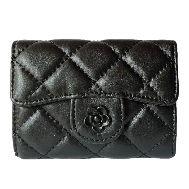 Camellia Rhombus Card Holder Female Multiple Card Slots Organ Card Holder Large Capacity Bank Card Package Document Package