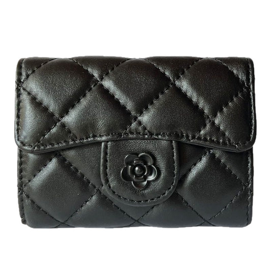 Camellia Rhombus Card Holder Female Multiple Card Slots Organ Card Holder Large Capacity Bank Card Package Document Package