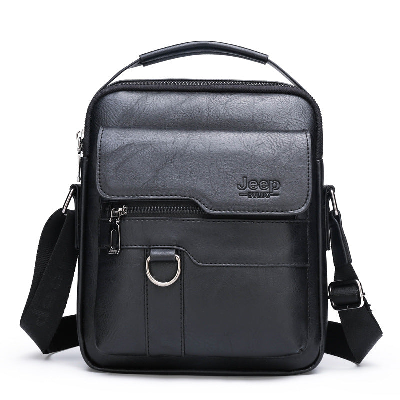 Retro Men's Shoulder Bag with Large Capacity, PU Leather Crossbody Bag for Business and Casual Use, Featuring Zipper Pockets and Stylish Stitching Design