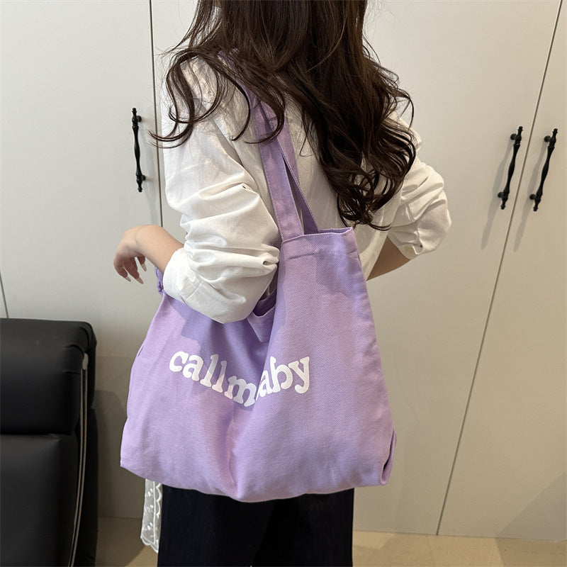 Korean Style Letter Tote Bag Casual Chic Large Capacity Shoulder Bag for Daily Use and Commuting