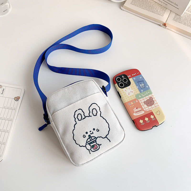 Cute Crossbody Bag Women's New Trendy Fresh Student All-Match Mobile Phone Canvas Bag