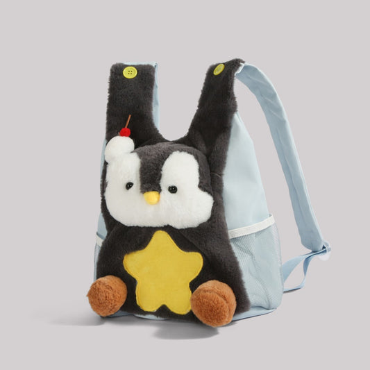 Cute Plush Penguin Backpack for Kids - Adorable Animal Design with Breathable Mesh and Comfortable Curved Straps