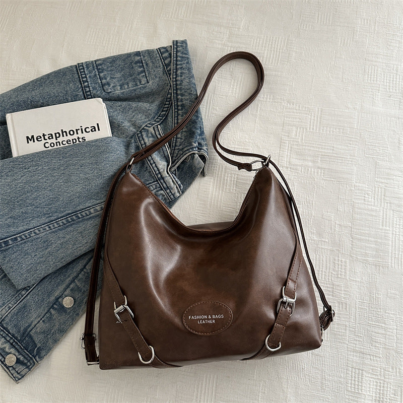 2024 Autumn Winter Fashionable Large Capacity Tote Bag for Women, Retro Stylish Shoulder Bag with Cute Charm, Urban Minimalist Design