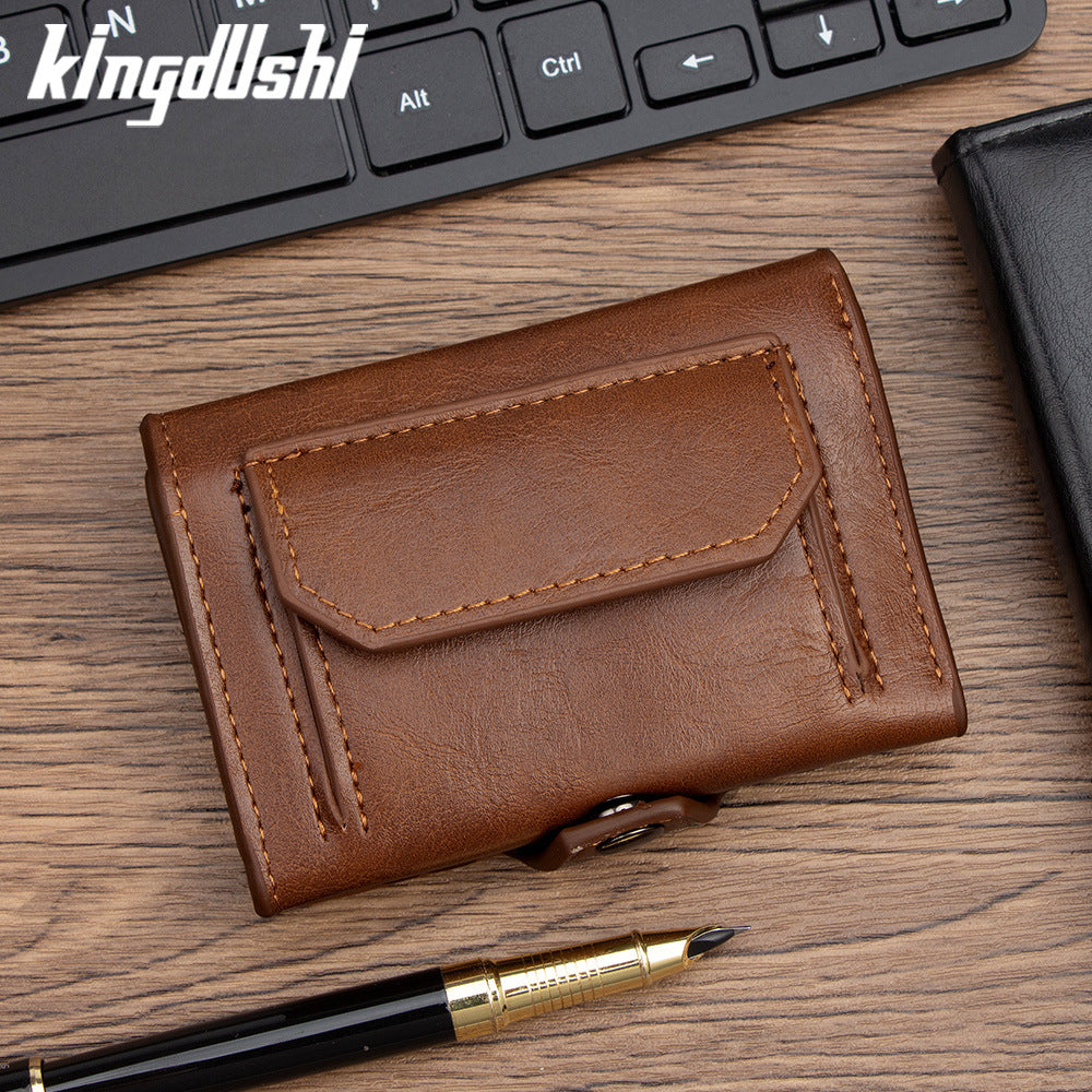 Men's Stylish Trifold Wallet with Multiple Card Slots and Coin Pocket, PU Leather Design with Stitching Details