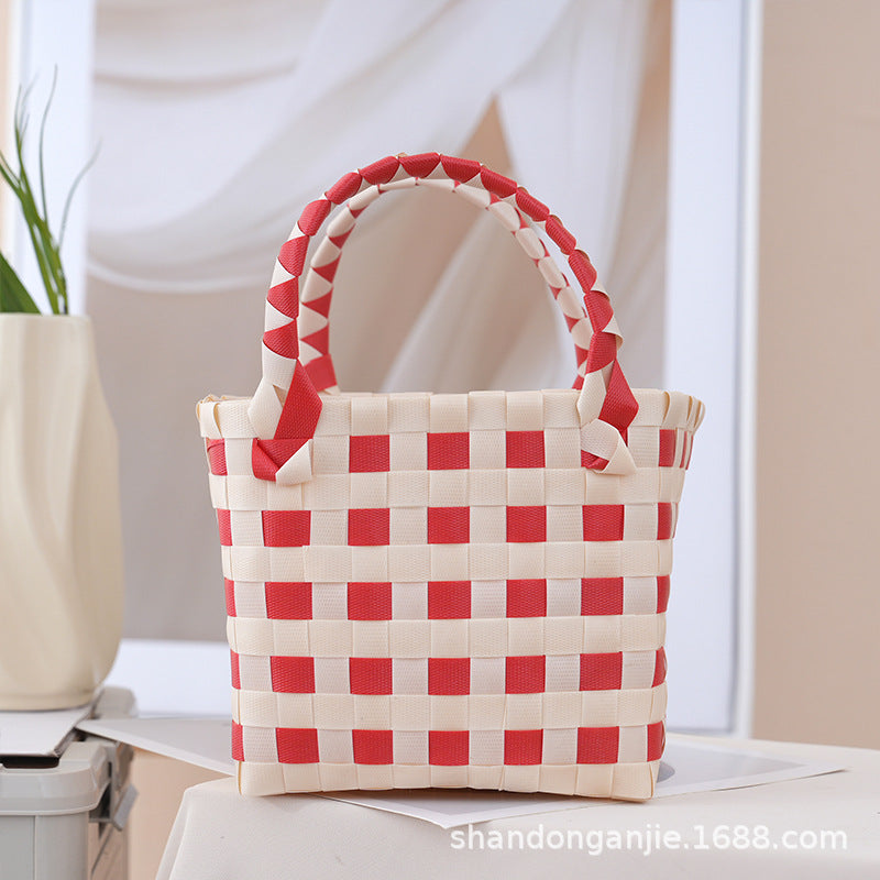 Dopamine Color Gift Bag Large Capacity Portable Vegetable Basket Crossbody Outdoor All-Matching Handbag Fashion