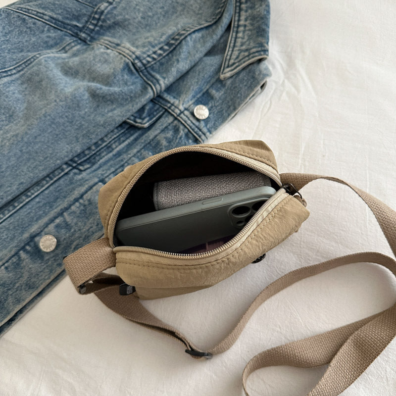 Minimalist Nylon Crossbody Bag for Women - Lightweight Daily Commute Shoulder Bag with Simple Design and Practical Open Top