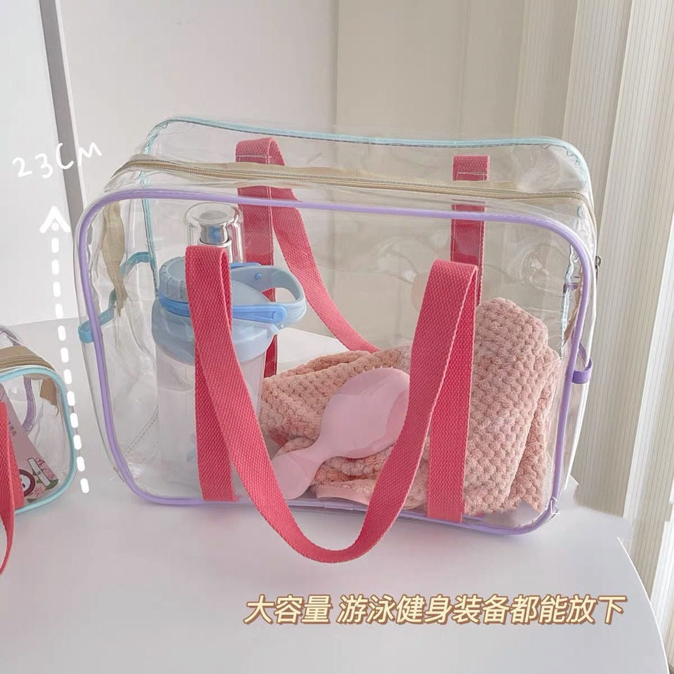 Transparent Waterproof PVC Travel Storage Bag for Clothes, Toiletries, and Baby Essentials - Perfect for Swimming, Beach, and Daily Use