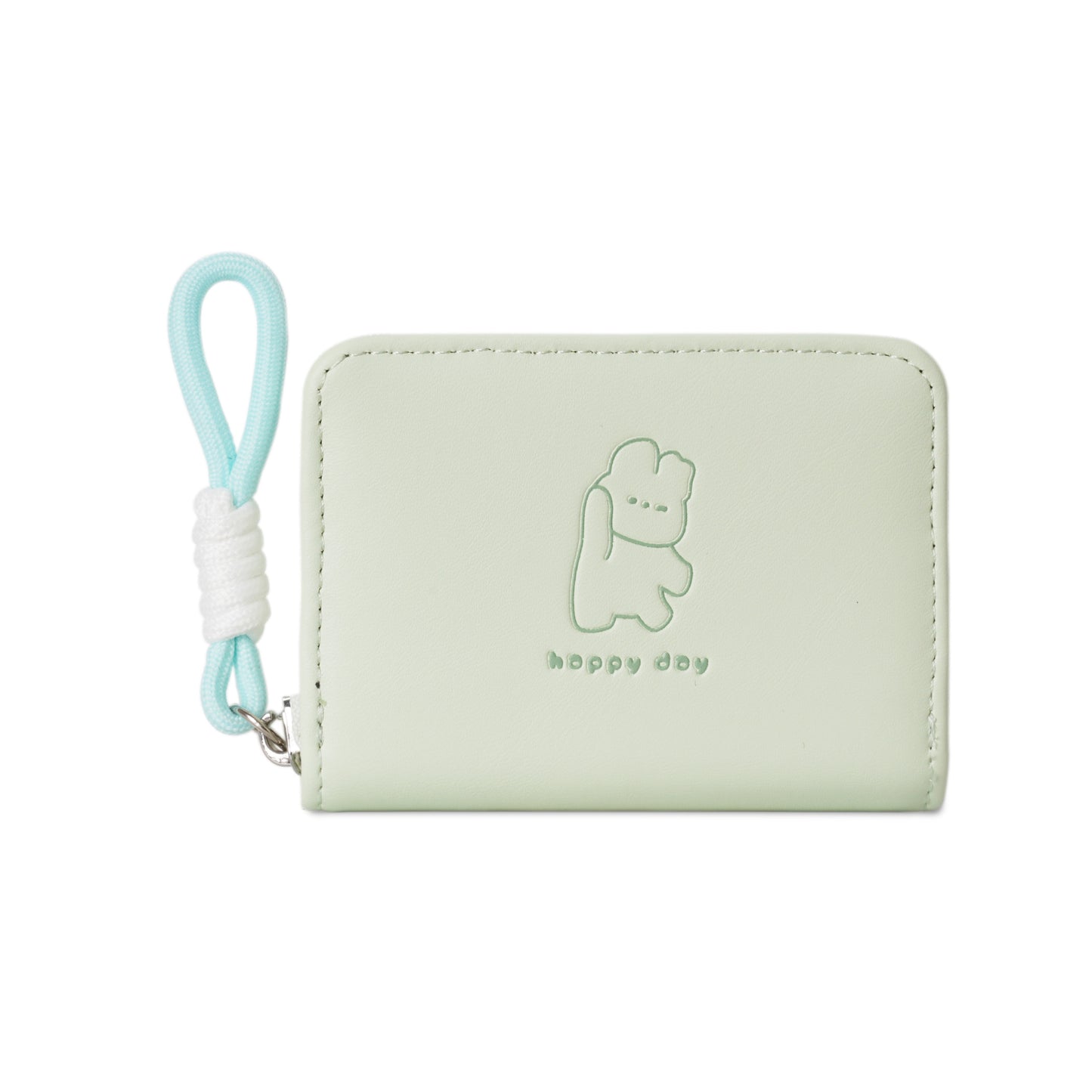 Women's Wallet Cute Cat Pattern Short Card Holder with Bends and Hitches Lanyard Women's Simple Daily Coin Purse