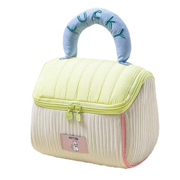 Cute Cottage Cosmetic Bag Girl Large Capacity Skincare Storage Bag Portable Portable Travel Toiletry Bag