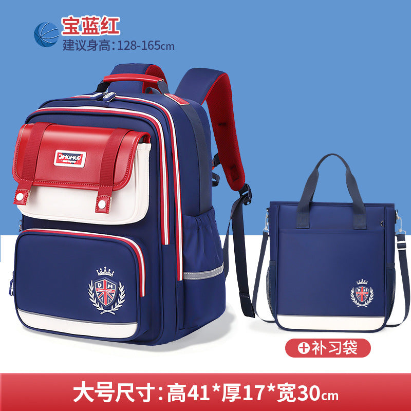 2026 New Kids Backpack for Grades 1-6, Lightweight & Ergonomic Design with Large Capacity, Breathable and Waterproof Oxford Fabric, British Style School Bag with Pencil Case and Study Bag Set