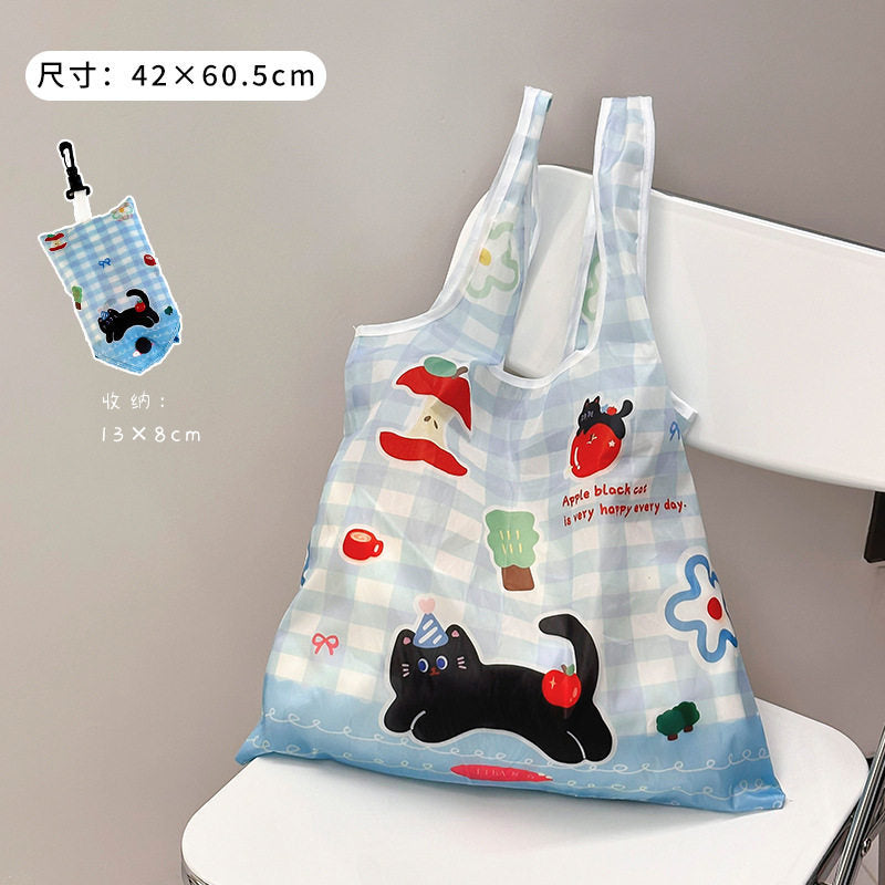Cartoon Foldable Shopping Bag Portable Portable Large Capacity Supermarket Shopping Eco-friendly Bag Cute Cartoon Tote Bag