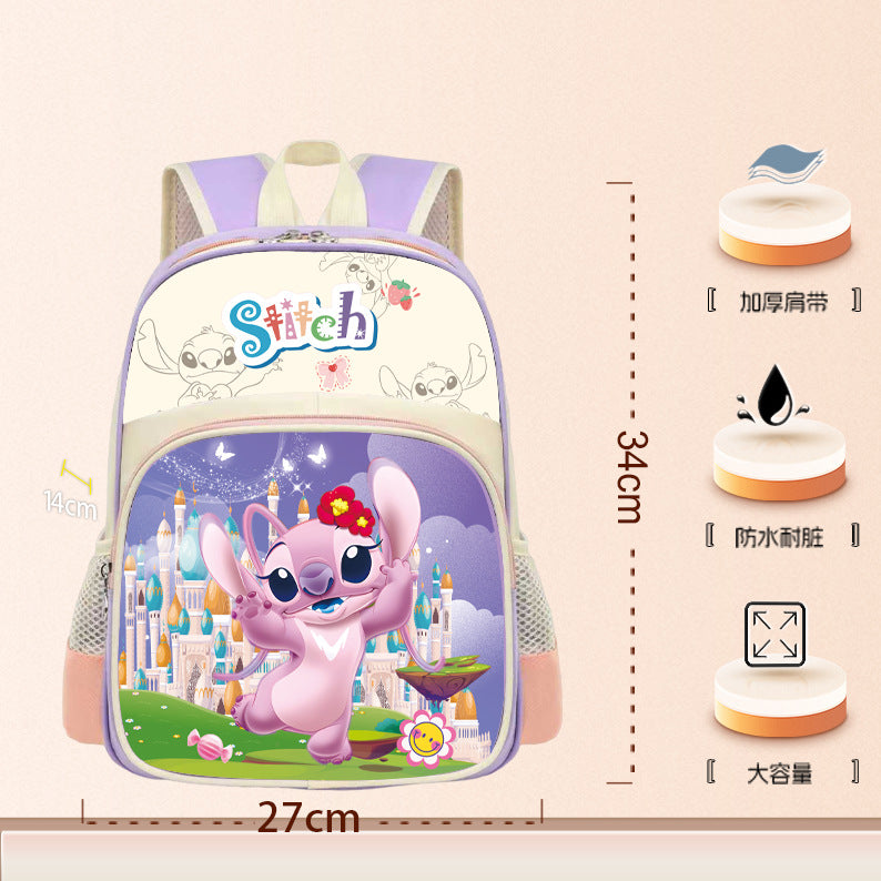 Cute Cartoon Stitch Kids Backpack for Kindergarten and School, Breathable and Waterproof Design with Thick Shoulder Straps
