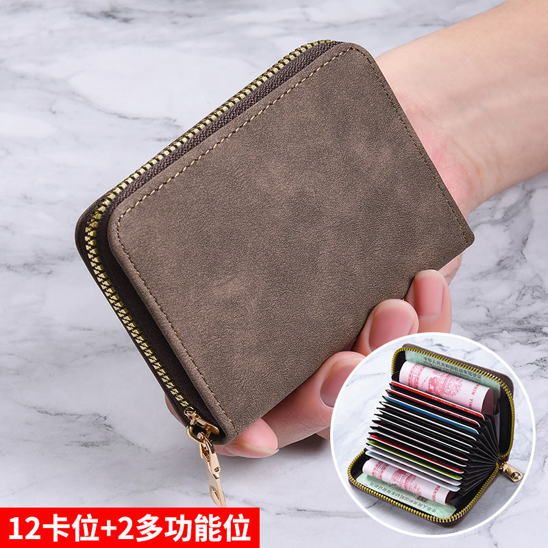 Women's Wallet Anti-Degaussing Expanding Card Holder 18 Card Position Zipper Coin Purse Daily Multi-Functional Credentials Storage