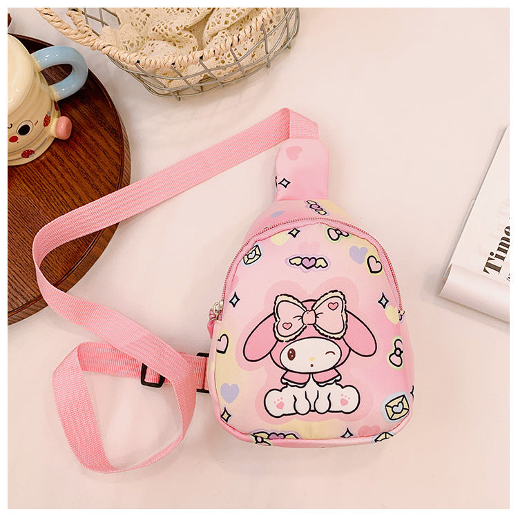 New Clow M Melody Children's Chest Pack Girl Cartoon Cute Change Casual All-Match Messenger Bag