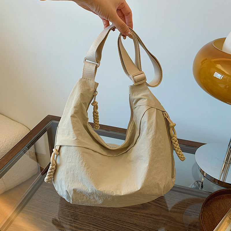 Summer New All-Match Shoulder Bag Travel Messenger Bag Nylon Retro Casual and Lightweight Dumpling Bag