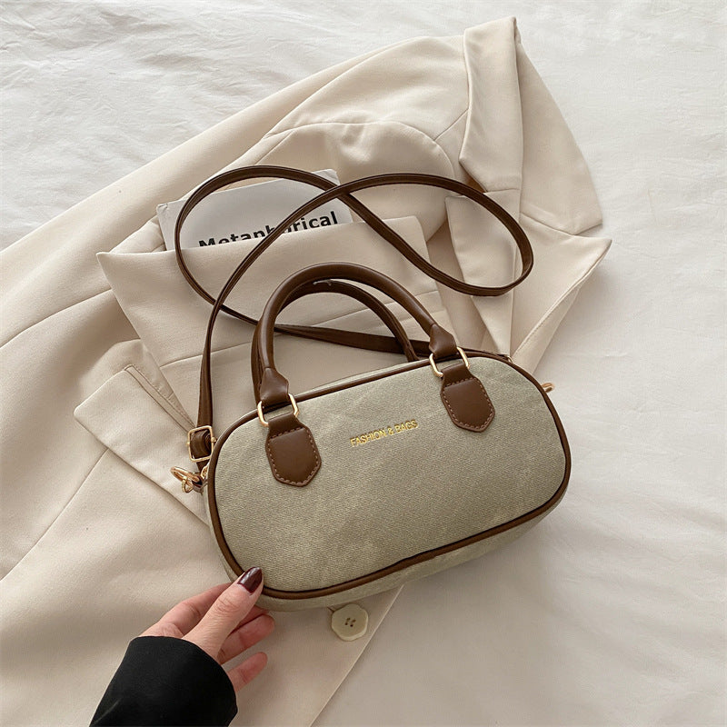 Hand-Carrying Retro Bowling Bag Women's Summer New Fashion Casual Shoulder Bag Small High-Looking Messenger Bag