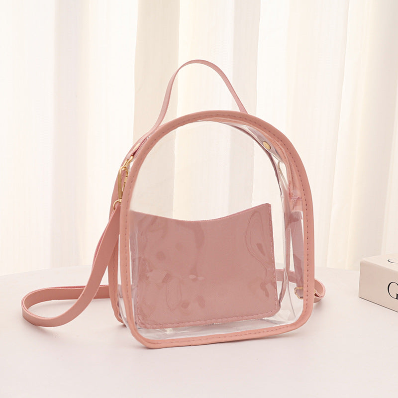 Transparent Jelly Backpack 2025 Summer Fashion PVC Crossbody Bag with Zipper Closure and Inner Pockets for Daily Use