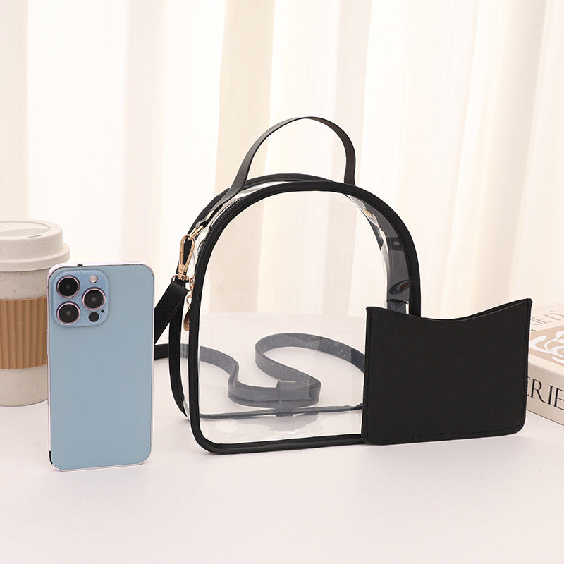 Transparent Jelly Backpack 2025 Summer Fashion PVC Crossbody Bag with Zipper Closure and Inner Pockets for Daily Use
