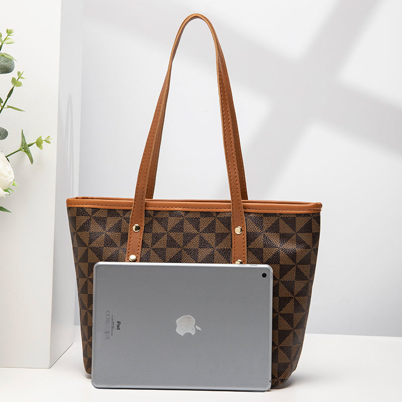 Bag Large Capacity Women's Retro Mummy Bag Western Style Handbag Printed Tote