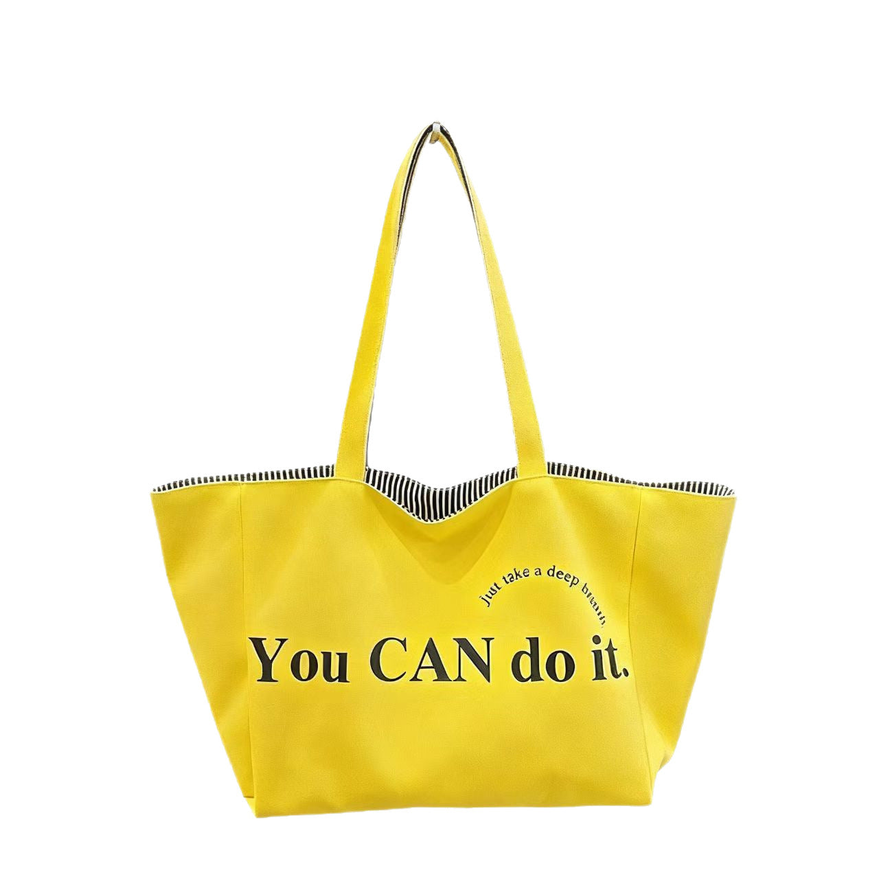 Large Capacity Tote Bag with Inspirational Lettering Print, Perfect for Casual Outings and Travel