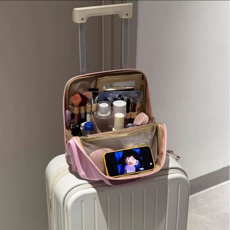 Vertical Partition Cosmetic Bag Portable Large Capacity Storage Bag Portable Travel Bag Hanging Luggage