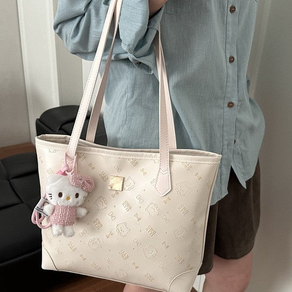 New Cute Fashion Tote Bag Women's Soft Suede Cartoon Pattern Design Everyday Joker Girly Style Handbag