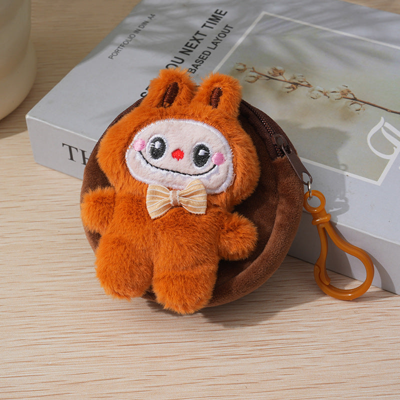 Women's Wallet Cute Plush Labubu Coin Purse Keychain Bow Design Wallet
