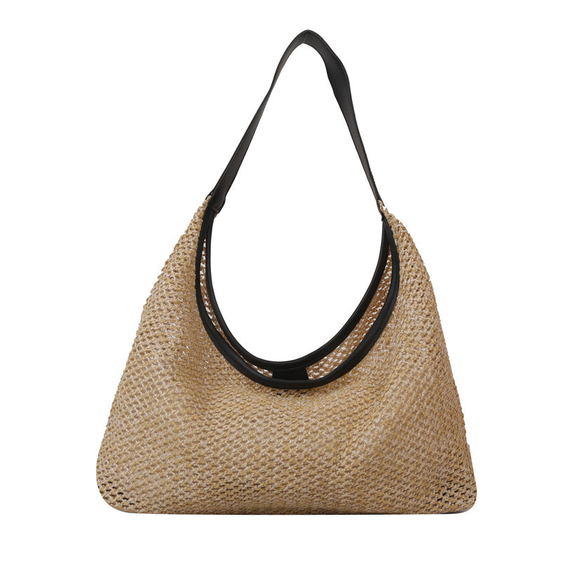 Straw Tote Bag Women's Large Capacity Fashion Casual Summer Korean Weaving Shoulder Underarm Bag