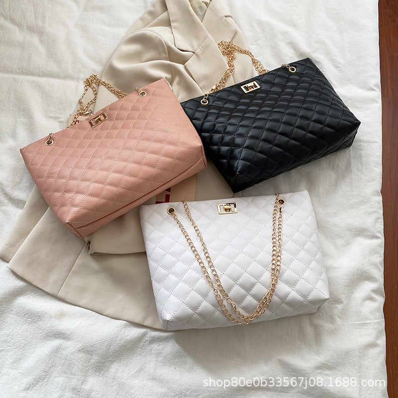 Korean Style Women's Shoulder Messenger Bag Large Capacity Shopping Bag Fashion Pu Tote Bag
