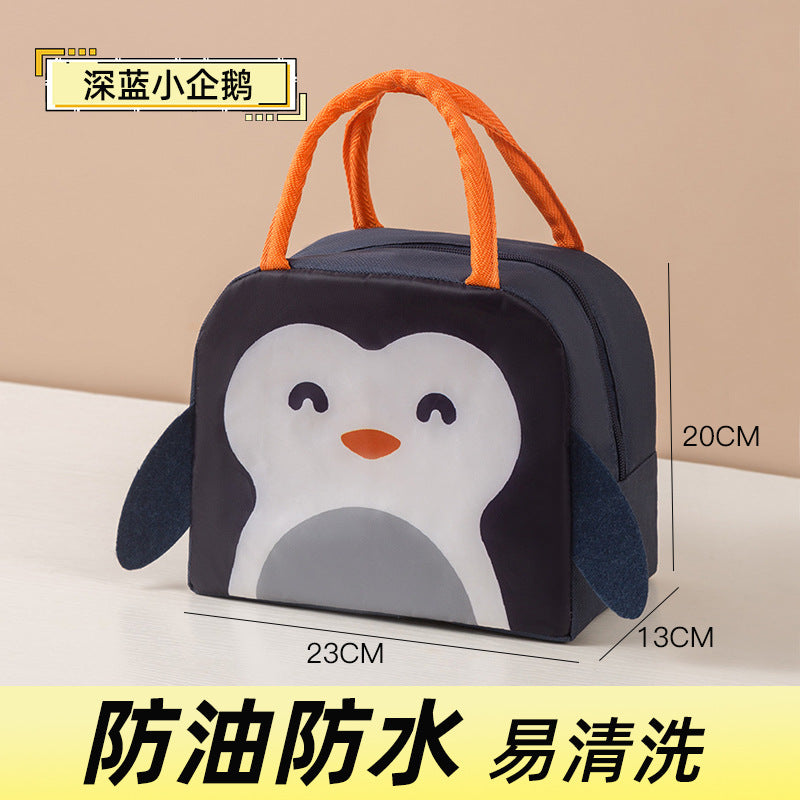 Cute Rabbit Design Insulated Lunch Bag with Good Night Print, Perfect for Office and Outdoor Use