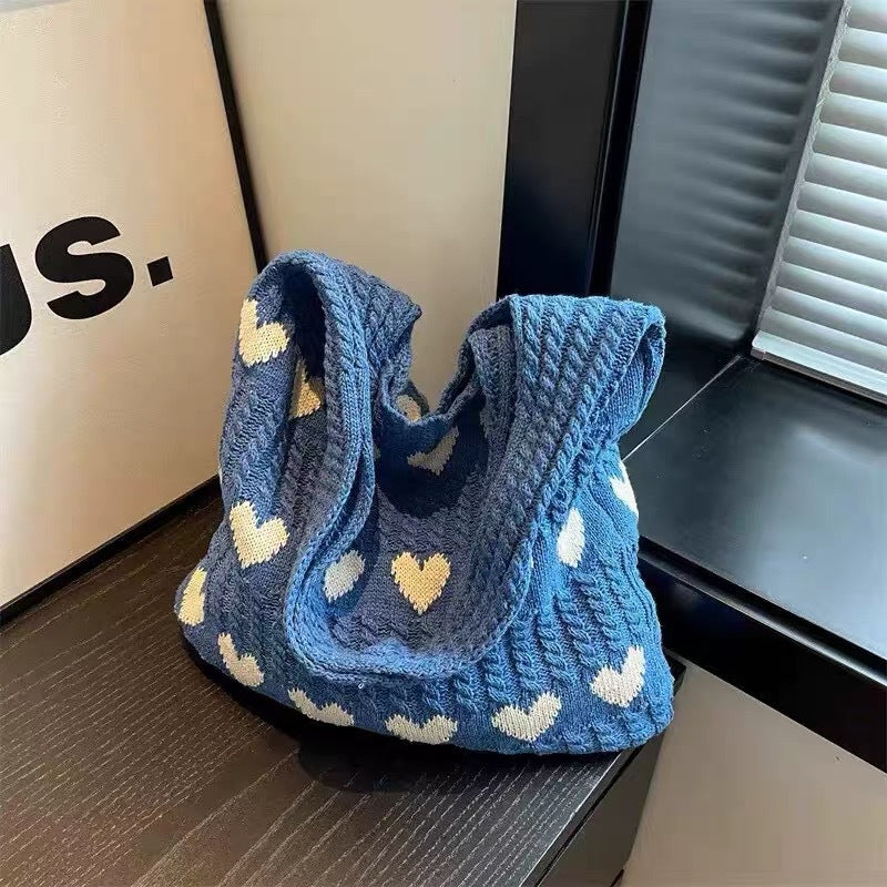 Women's Shoulder Bag Artistic Style Crocheted Daisy Tote Bag Beach Vacation Lightweight Shoulder Bag Leisure Travel Essential Woven Handbag