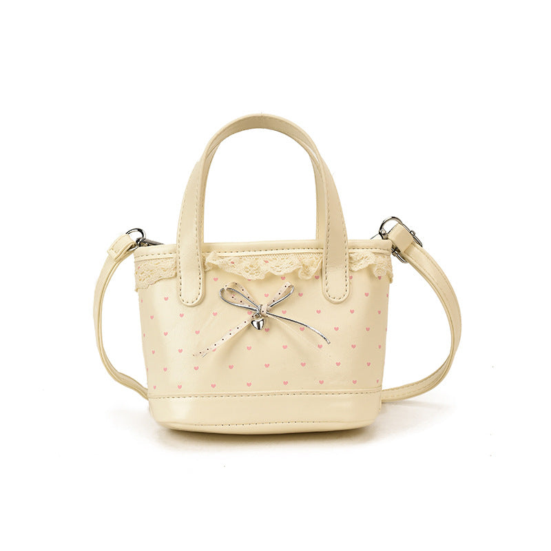 Cute Lace Bow Women's Handbag New Polka Dot Design Mini Crossbody Fresh Sweet Style