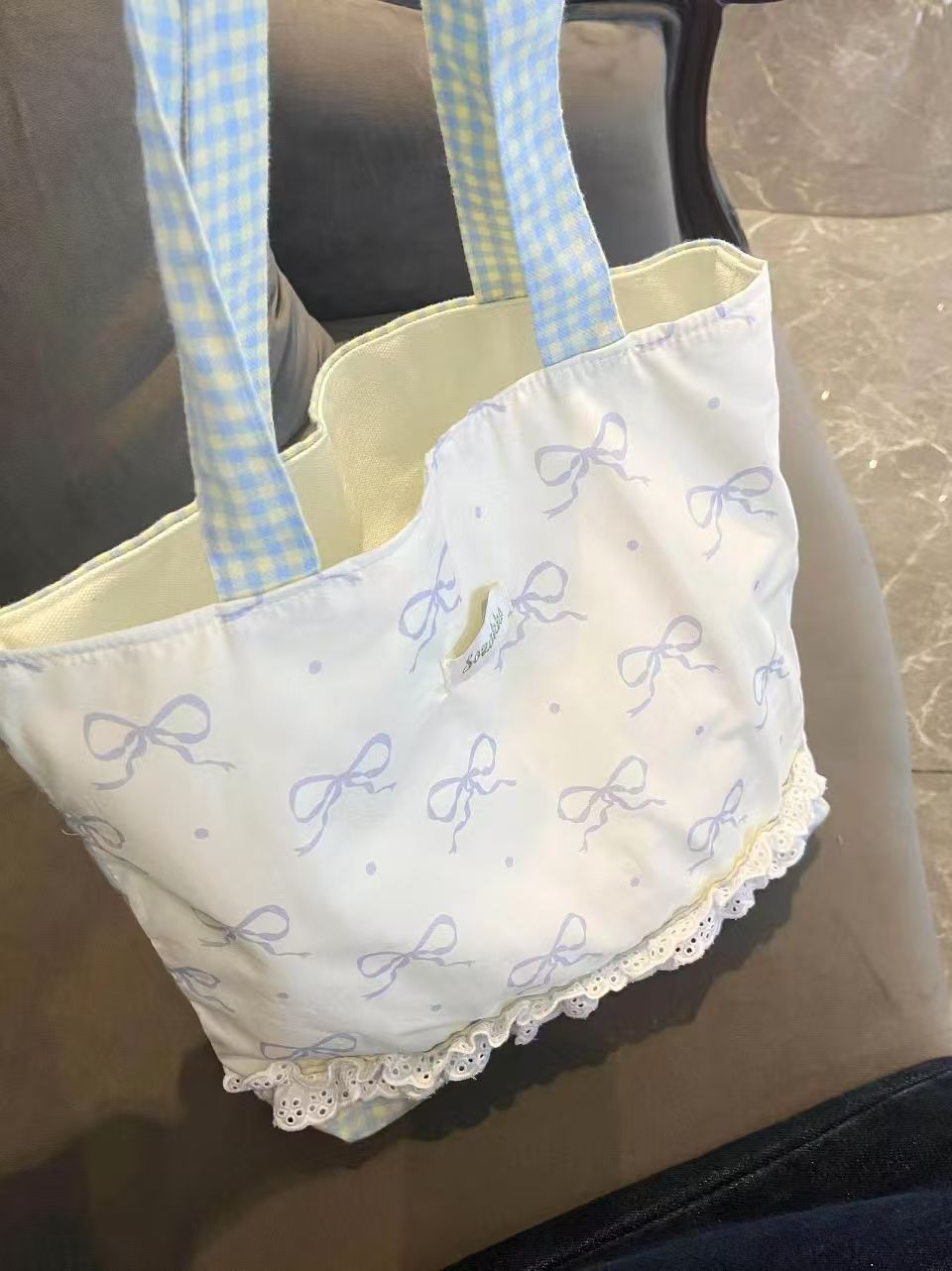 2025 New Elegant Bowknot Lace Tote Bag for Women, Casual Summer Fashion with Charming Details and Practical Inner Pockets