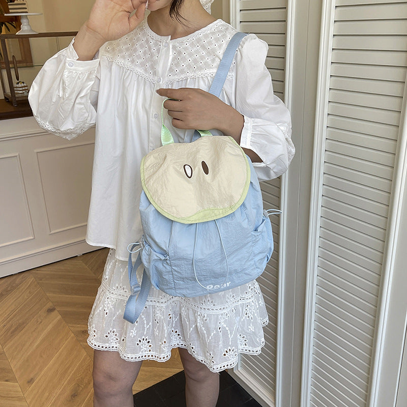 Cute Color-block Mini Backpack for Women, Waterproof Campus Style with Drawstring Design and Front Pocket