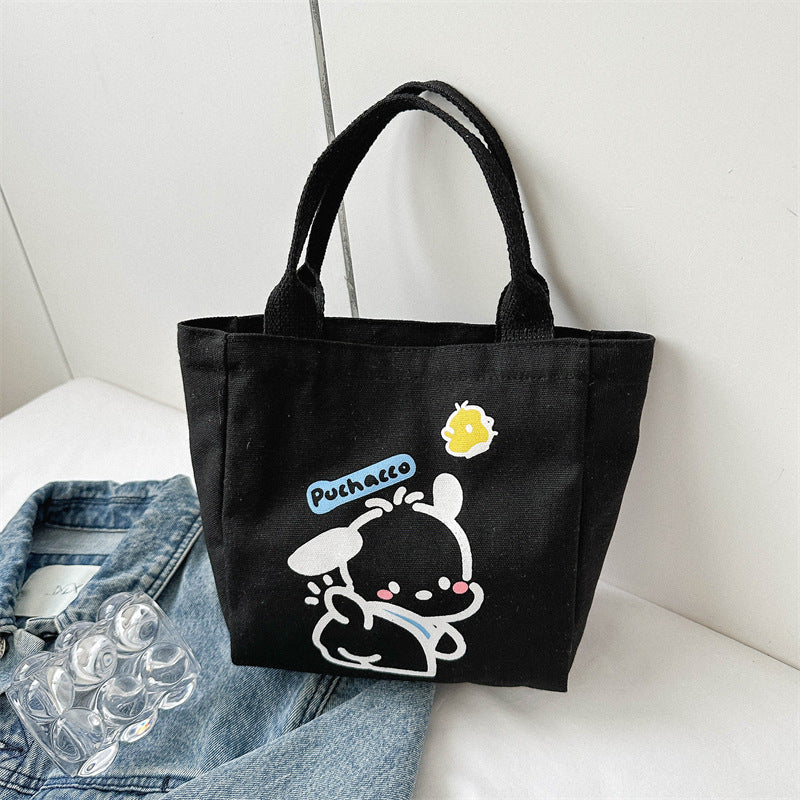 Cute Kawaii Canvas Tote Bag with Pochacco Print, Perfect for Daily Commute and Casual Outings