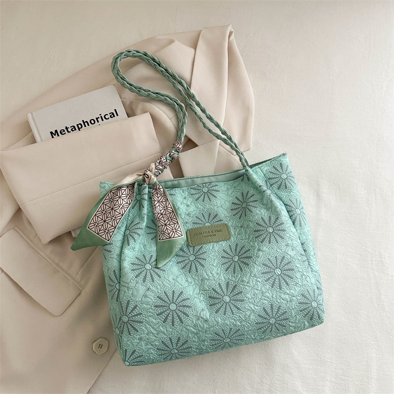 Women's Large Capacity Bag Spring and Summer New All-Match Commute Shoulder Bag College Student Class Tote Bag
