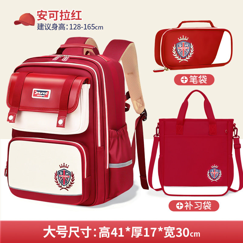 2026 New Kids Backpack for Grades 1-6, Lightweight & Ergonomic Design with Large Capacity, Breathable and Waterproof Oxford Fabric, British Style School Bag with Pencil Case and Study Bag Set