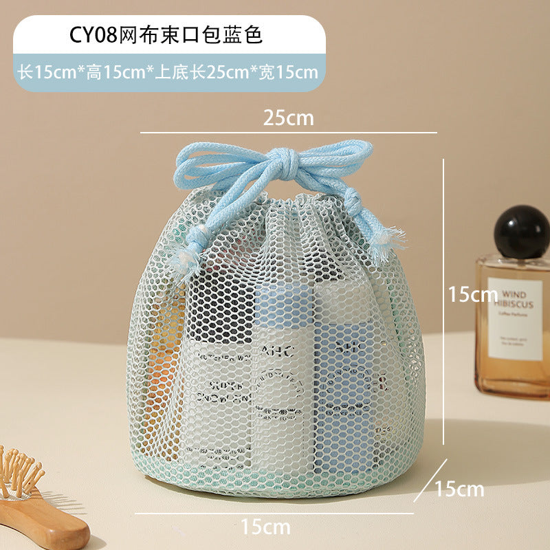 Large Capacity Mesh Tote Bag with Compartment Storage for Travel Toiletries and Cosmetics