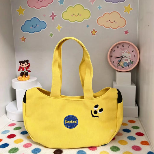 Cute Banana-Shaped Tote Bag with Embroidery Design, Perfect for Daily Use and Gift Giving