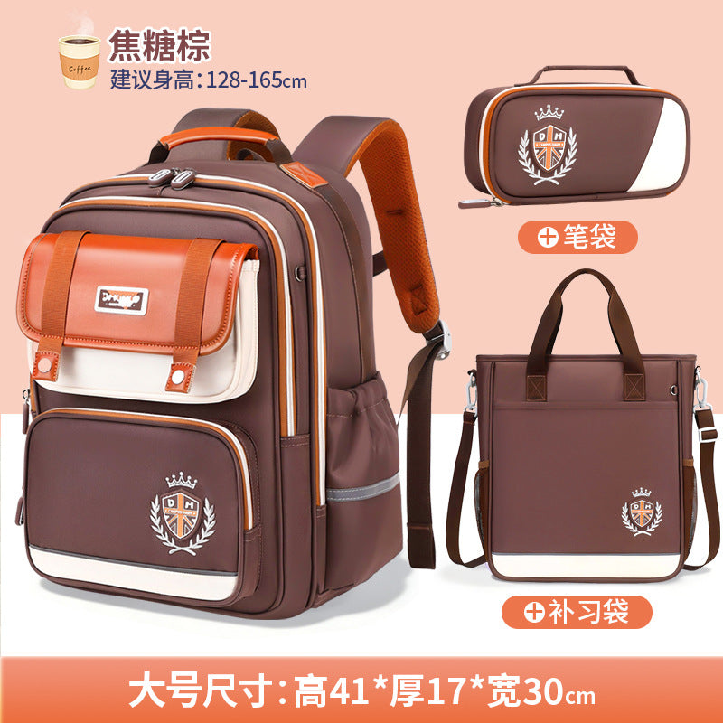 2026 New Kids Backpack for Grades 1-6, Lightweight & Ergonomic Design with Large Capacity, Breathable and Waterproof Oxford Fabric, British Style School Bag with Pencil Case and Study Bag Set