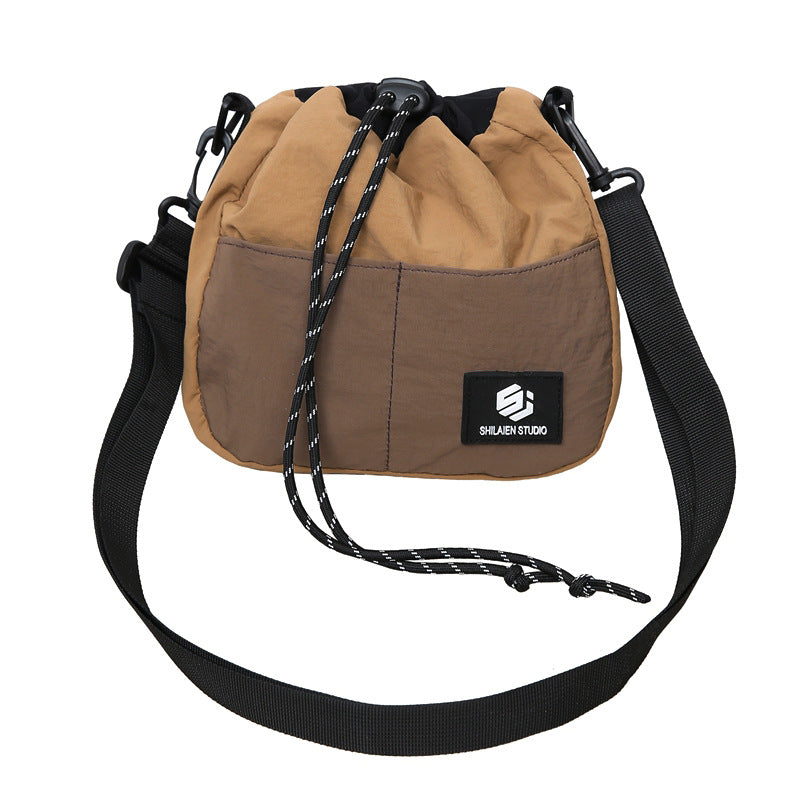 Crossbody Bag Contrast Color Drawstring Drawstring Bag Men's Bucket Bag Lightweight Camping Shoulder Bag