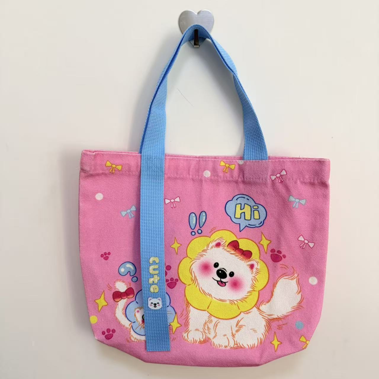 Striped Canvas Tote Bag with Custom Embroidery for Daily Use and Commuting
